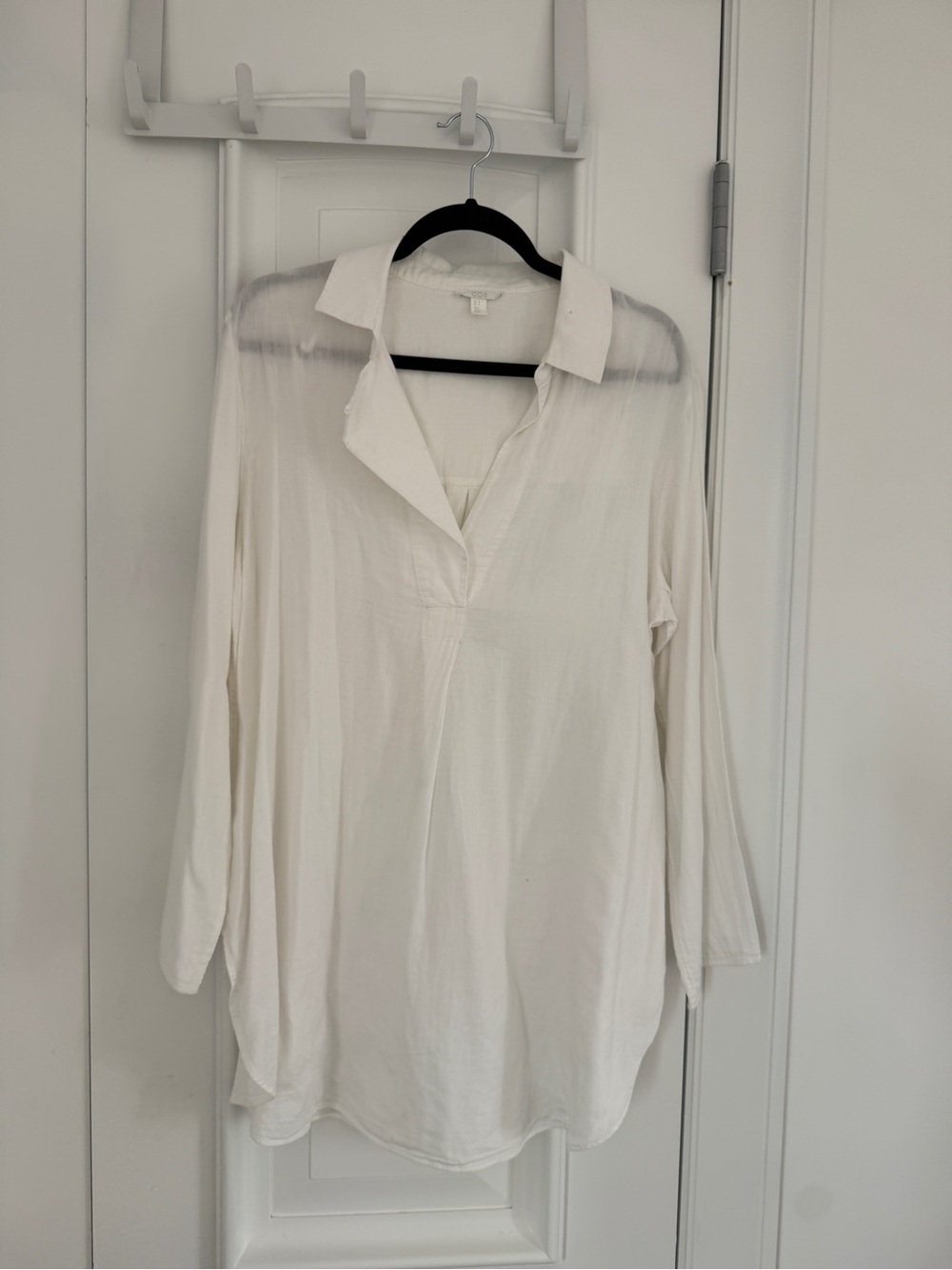 COS Cream Open-Collar Long-Sleeve Tunic